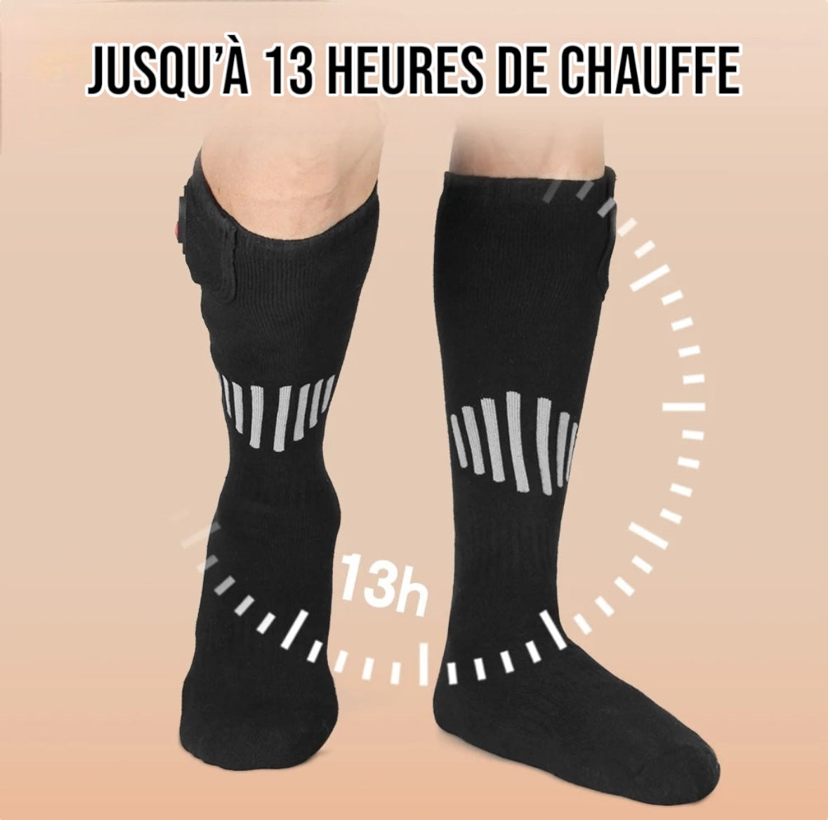 Chaussette chauffante avec batteries externes 6000 mAh