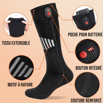 Chaussette chauffante avec batteries externes 6000 mAh