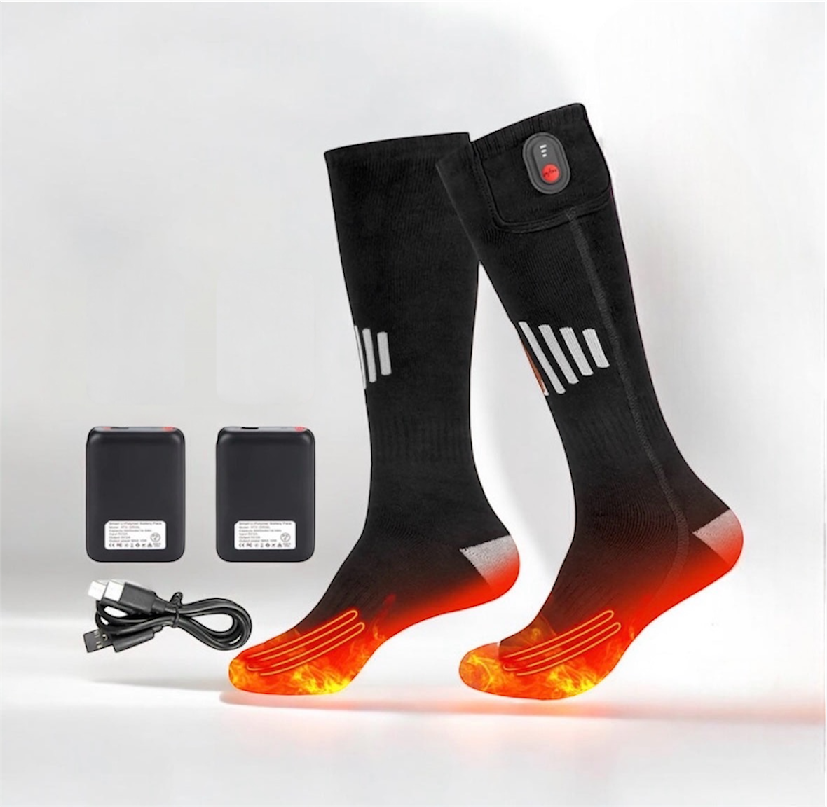 Chaussette chauffante avec batteries externes 6000 mAh