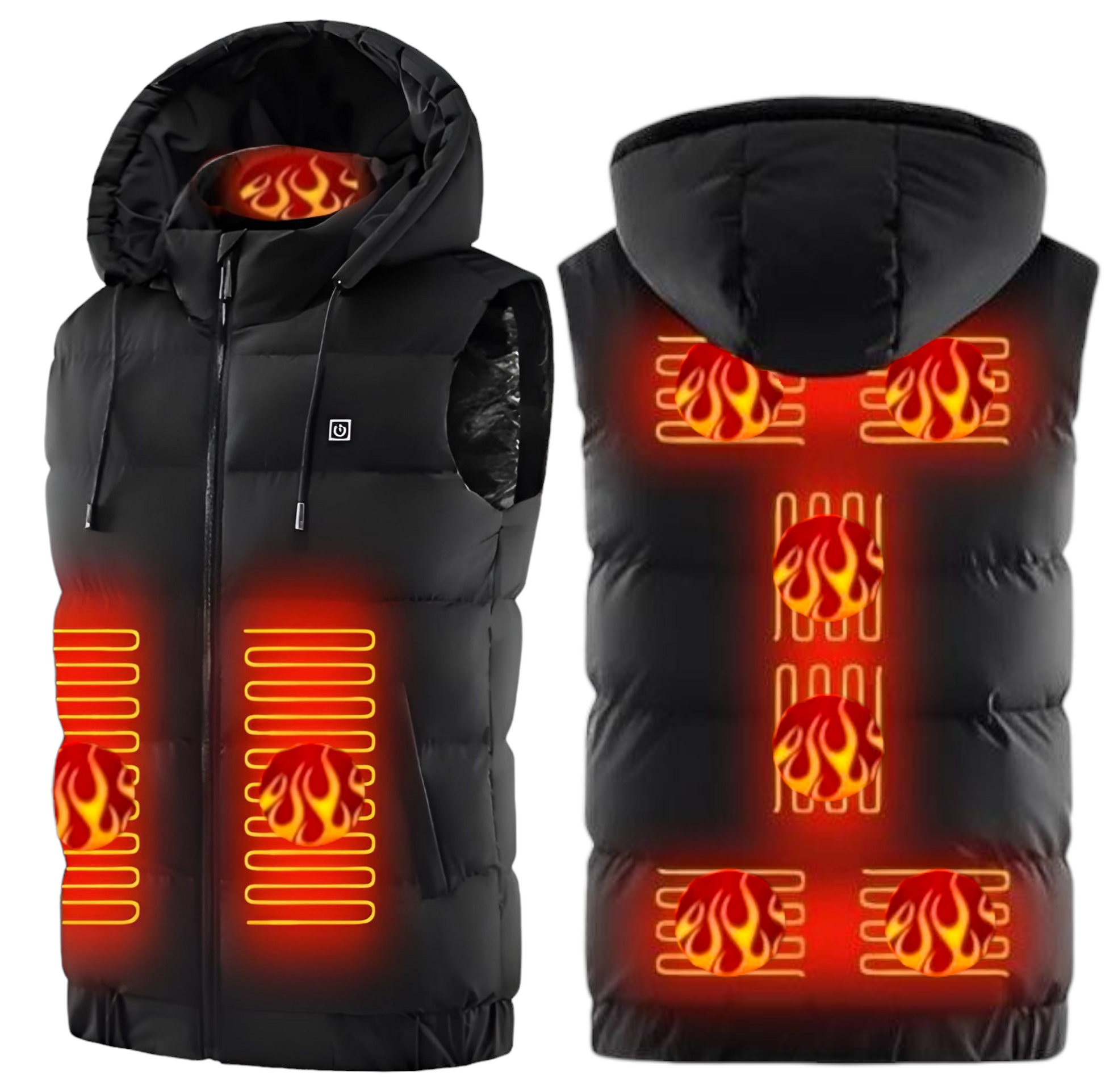 Heated sleeveless down jacket with waterproof and resistant hood RESTEZ AU CHAUD