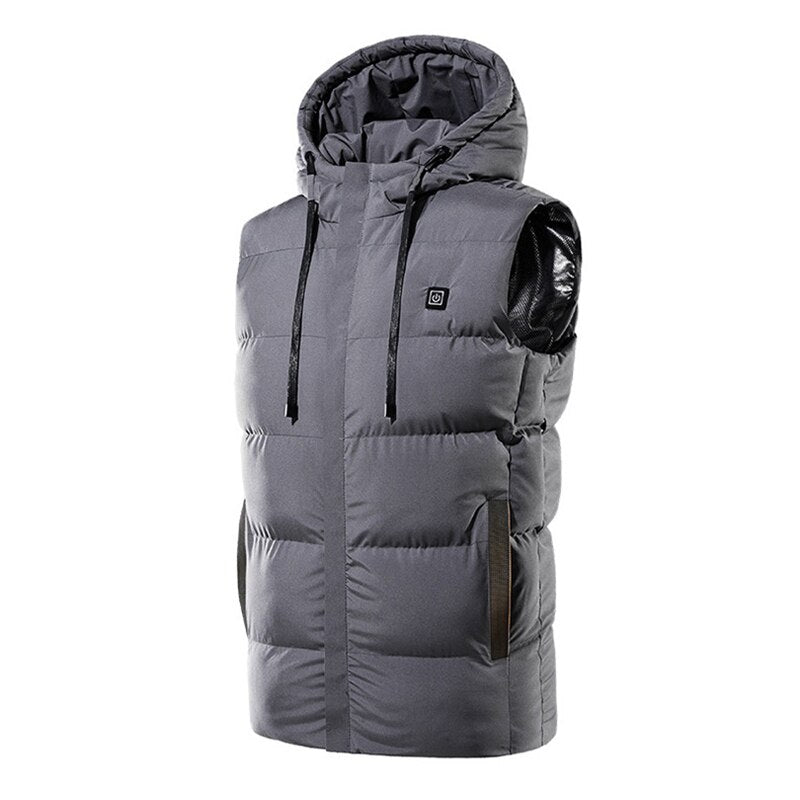 Restez au chaud - Gilet chauffant gris Veste chauffante doudoune à capuche imperméable et résistante